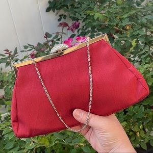 Red clutch bag